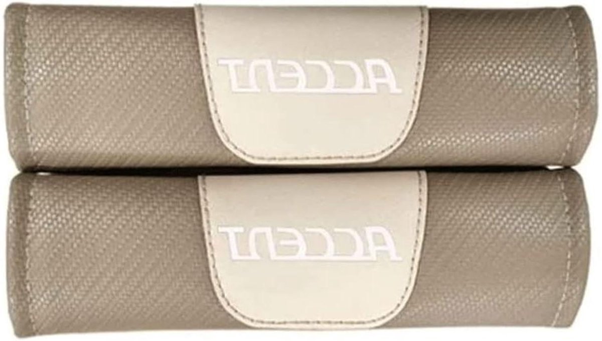 Autogordel Covers - Schouder Pads - Comfortabel Rijden - Koolstofvezel Materiaal - 2 stuks - Beige-wit