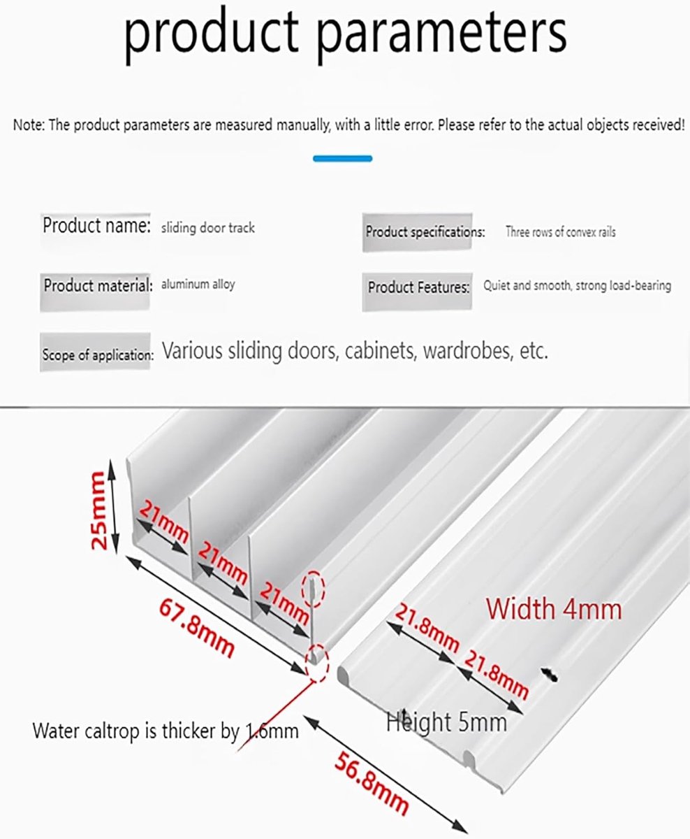 Schuifdeur Railsysteem - Kastdeur Ophanging - Kasten & Verdelers - Gladde Rollen - 15-18 mm Deuren - Aluminium