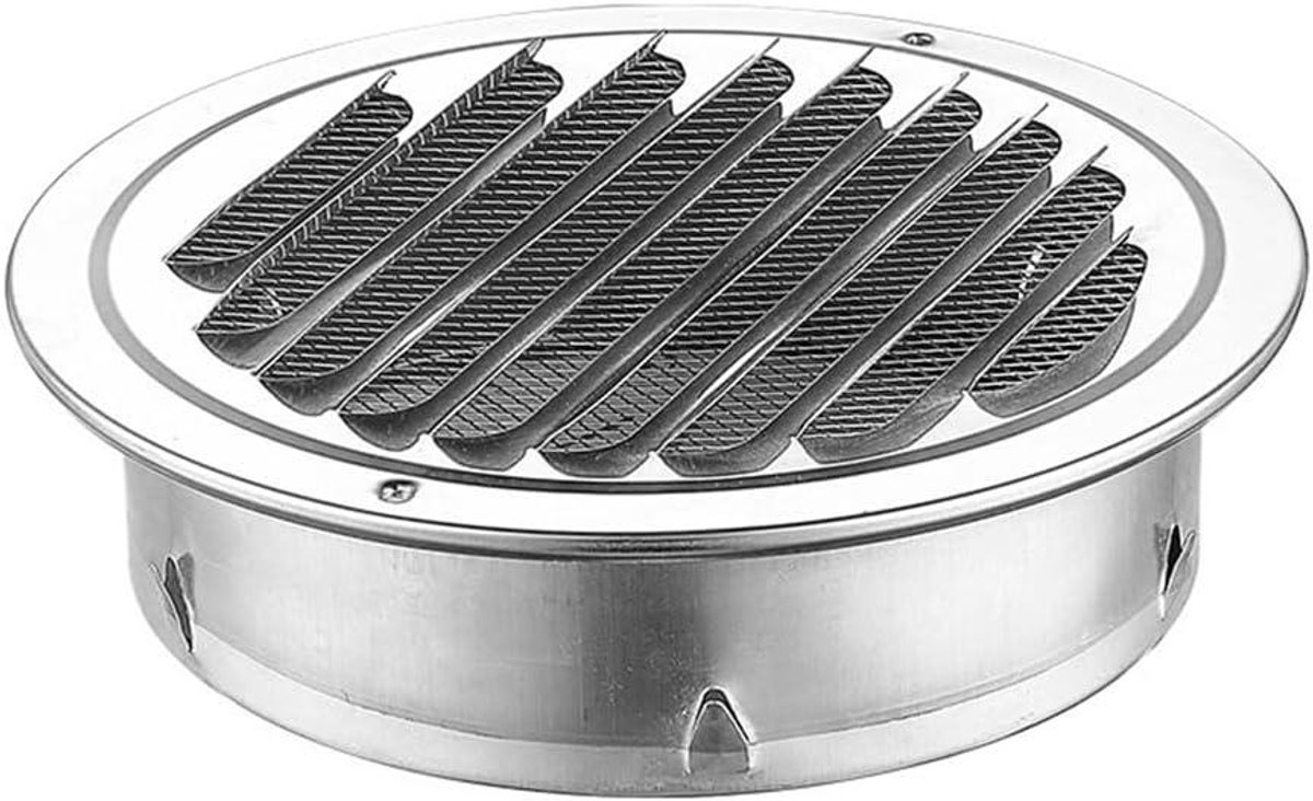 Ventilatie Rooster - Afzuigkap Uitlaat - Insecten Buiten Houden - Roestvrij Staal - 80mm Diameter - Zilverkleurig