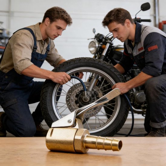Snelkoppeling voor opblaasmondstuk, 2 stuks adapter mondstuk voor inflatorslang - Opblaaspunt van messing - voor vrachtwagen, SUV, motorfiets, fiets, aanhanger, camper — afbeelding 2