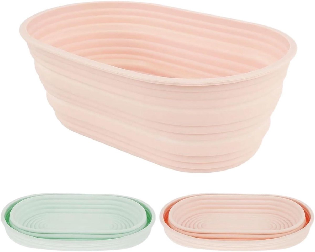 Banneton Broodmand - Rijsmand Brooddeeg - Brood Bakken - Traditionele Technieken - 2 Stuks - Roze Groen