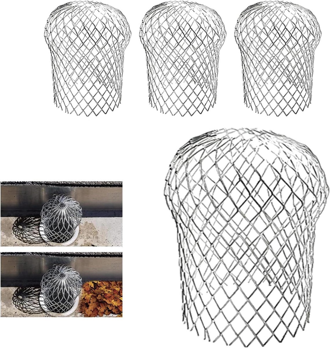 Filterzeef Regenpijp - Gootbeschermer Set - Dakgoot Schoonhouden - Roestvrij Aluminium - 4 Stuks - Zilverkleurig