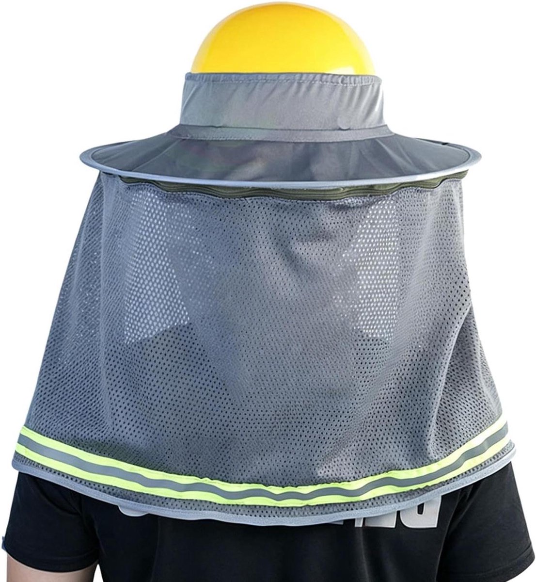 Helmkap - Zonnekap - Buitenwerk - Ademend mesh - 100 x 35 cm - Grijs