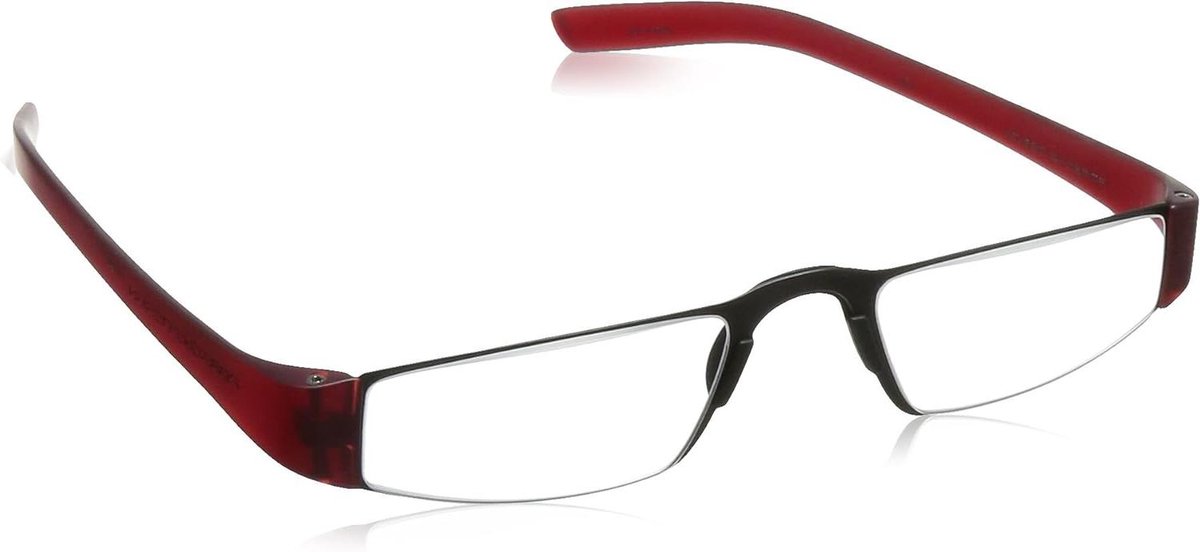 Leesbril - Leeshulp - Lezen - Halfronde glazen - 48 mm lens - Rood