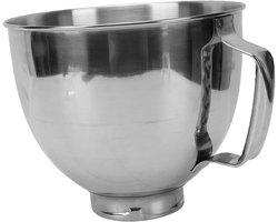 Pssopp Roestvrijstalen Mengkom, Mengkommen Bodemstandaard Mixer Vervangingskom met Handvat Mixeraccessoires voor Keukengadgets Roestvrijstalen Mengkom, 5L Antislip Deegkom