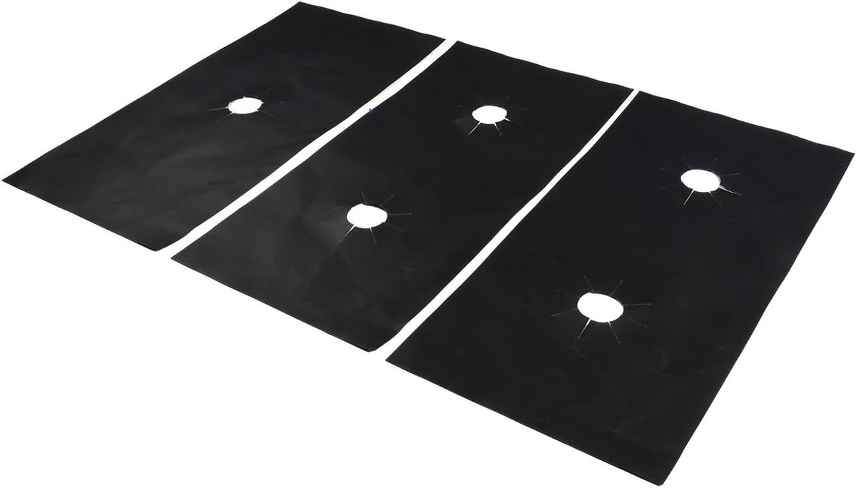 Gasfornuis Beschermhoezen Fornuis Voering Keuken Schoonhouden Hittebestendig Glasvezel Set van 3 Zwart