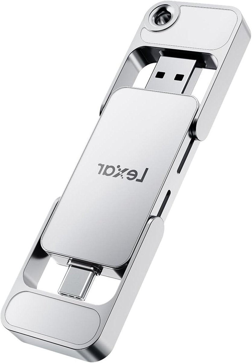 Draagbare SSD - Externe Opslag - Snelle Data Transfer - Dubbele USB Connectoren - 2TB - Zilver