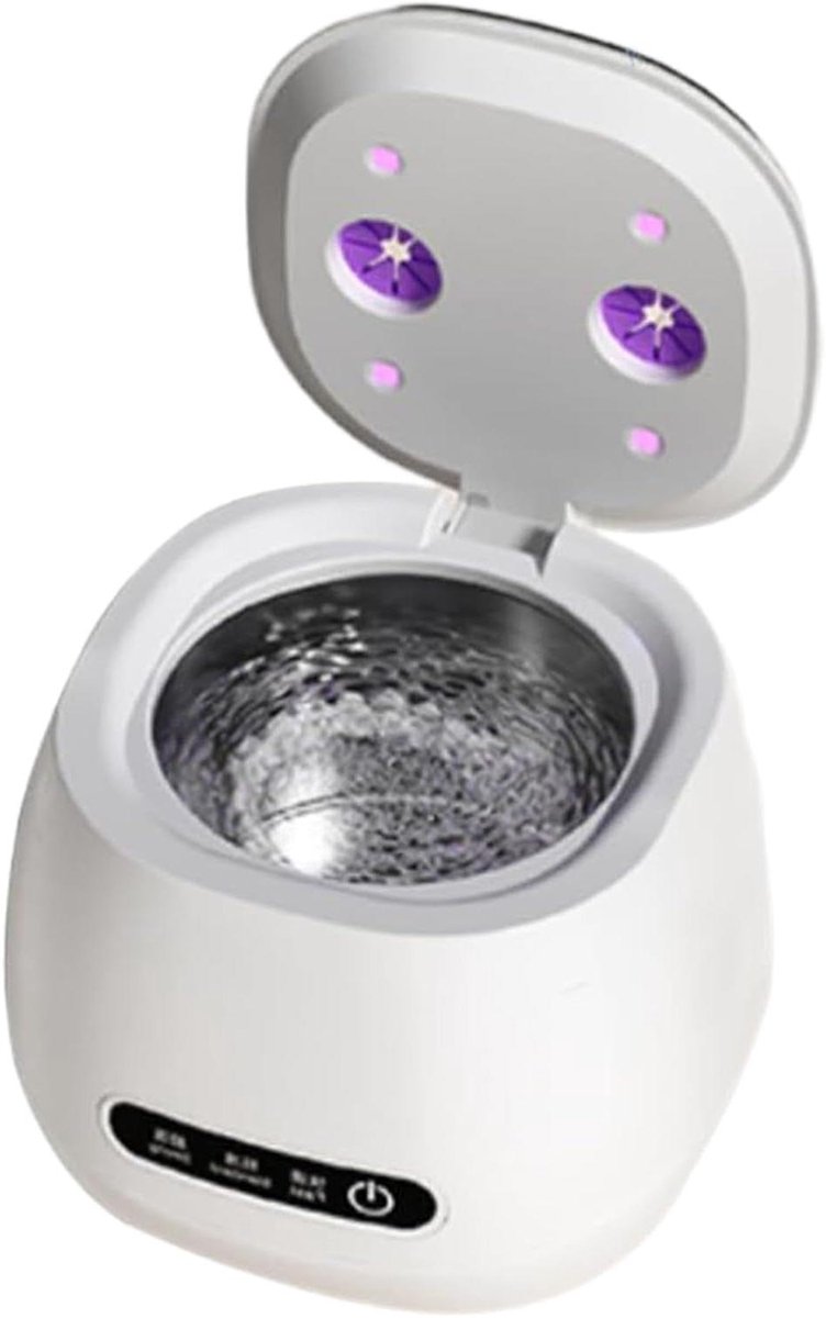 Ultrasone Reiniger - Mondbescherming Houder - Hygiënisch Reinigen - UV Ultrasone Technologie - 200 ml Tank - Wit