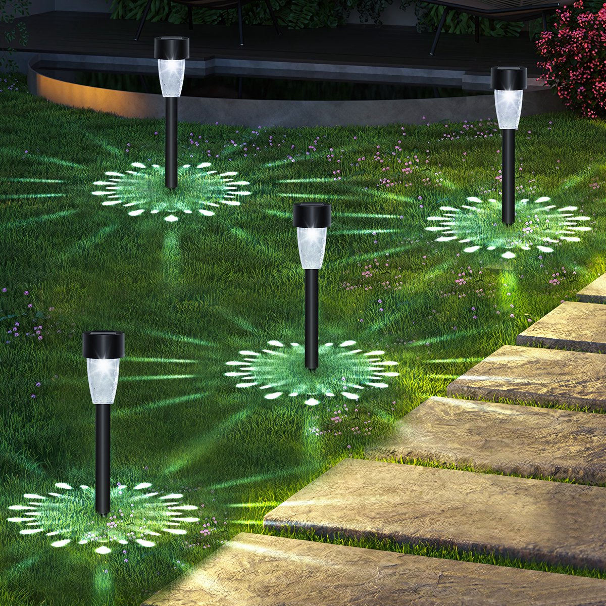 Aigostar Solar Tuinverlichting - 12 stuks - IP44 - Tuinverlichting op zonne-energie - Tuinlantaarns - Padverlichting - Buitenverlichting