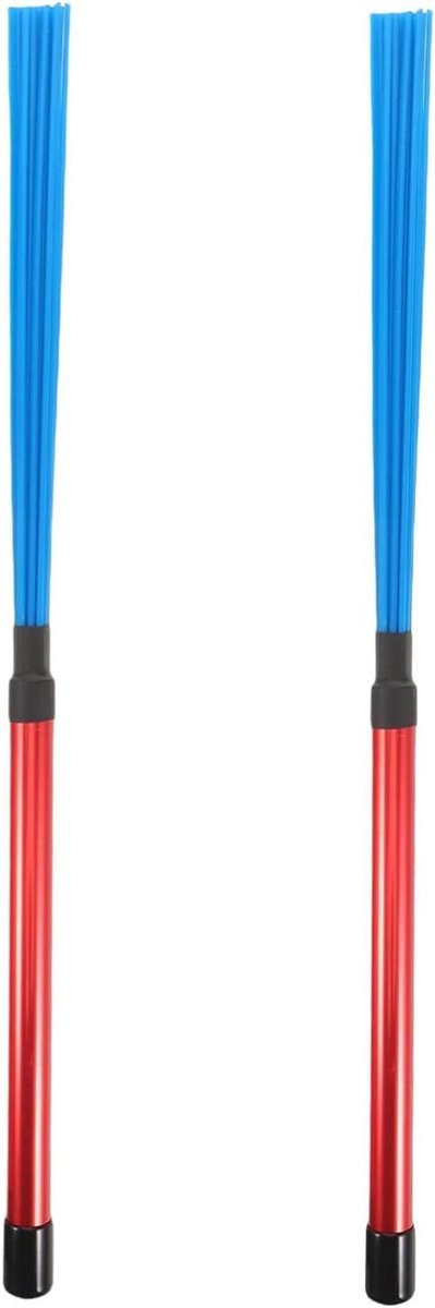 Jazz Drum Borstels - Percussie Borstels - Muziek Maken - Stevige Grip - 2 Stuks - Rood Blauw