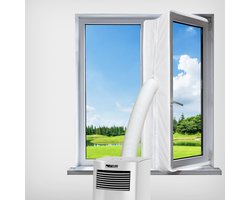 Afdichtstrip voor ramen van draagbare airconditioners – Winddicht doek voor airconditioners – Afvoerset voor draai-kiepramen van draagbare airconditioners – Waterdichte afdichting – Eenvoudige installatie – Wit – 400 cm