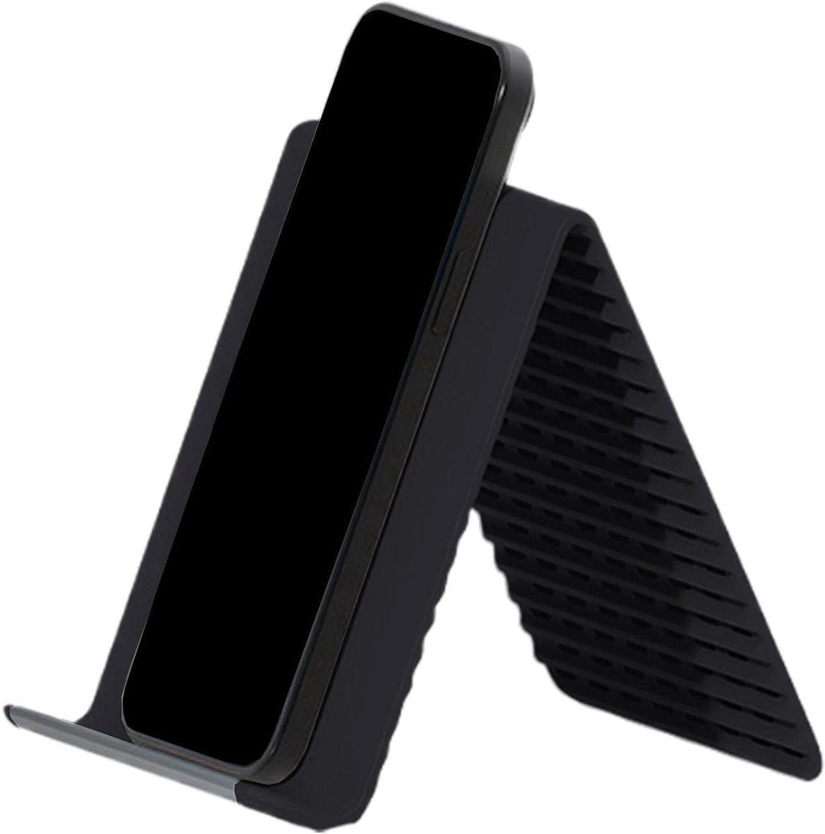 Opvouwbare telefoonstandaard - Flexibele bureautelefoonhouder - Handsfree gebruik - Verstelbare kijkhoek - 20x10 cm - Zwart