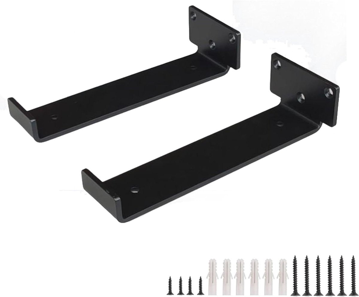 2 Pieces Shelf Supports,90 Degree Shelf Support L Shelf Angle for Wall Mount,Metal Shelves Supports,Floating Shelf Brackets Wall Holders for Storage Rack,Book Rack,with Screws (30cm,Black)