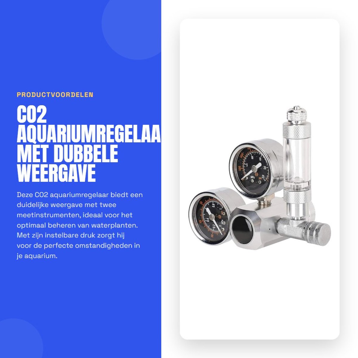 Dailygoods- CO2-regelaar met dubbele weergave - CO2-dispenser - instelbare druk - terugslagklep - duurzame constructie - optimale plantengroei - Aquarium CO2 Systeem