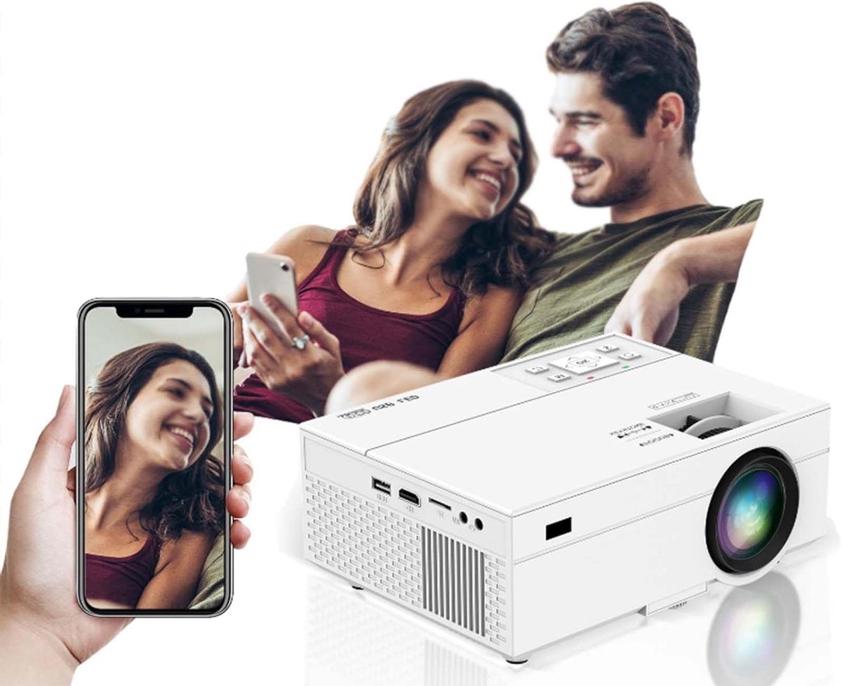Draagbare Mini Projector - Home Theater Beamer - Grote Films Kijken - Smart Screen Casting - Projectie 30-200 inch - Wit