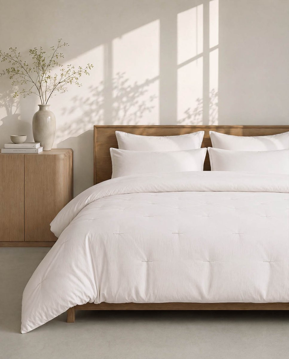 HOOMstyle Wasbaar dekbed zonder overtrek - 240x220 lits jumeaux met 2x kussensloop - Cotton White