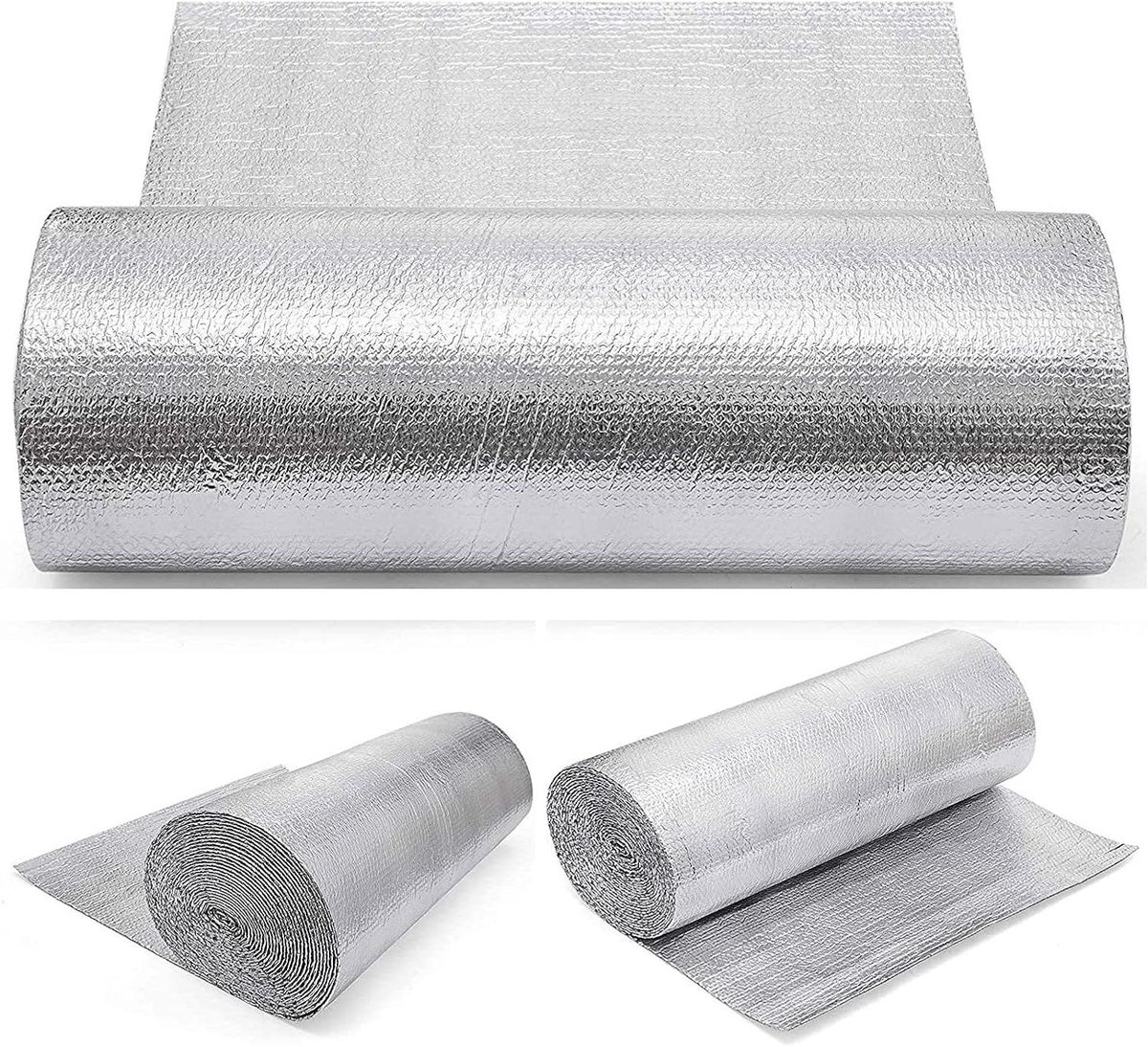 Isolatie Folie - Warmte Reflectie - Energie Besparen - Dubbele Bubble Laag - 5 x 1 Meter - Aluminium