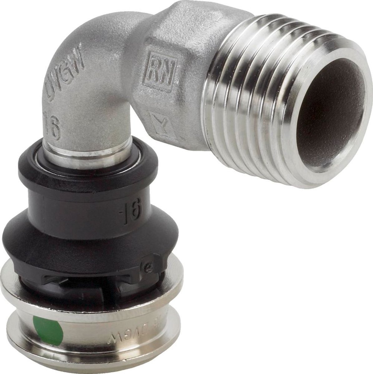 Viega Raxinox-overgangsbocht 90 graden, d 16mm, R 1/2 roestvrij staal Model 4414, 724139