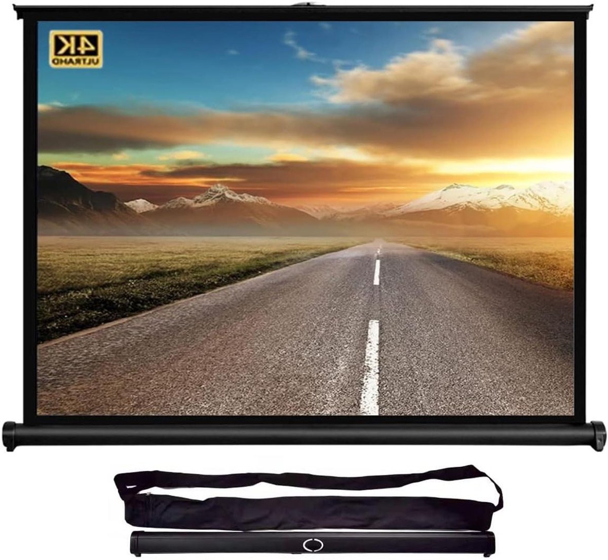 Draagbaar Projectiescherm - Oprolbaar Scherm Mobiel Scherm - Thuisbioscoop Presentaties - Antireflectie Glasvezel - 50 inch 16:9 - Wit Zwart