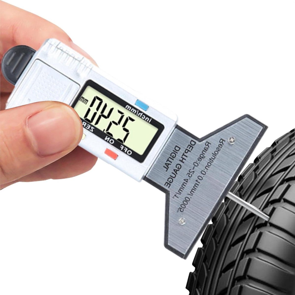 Loopvlakdieptemeter - Bandenprofielmeter Digitaal - Veiligheid Banden Check - Hoge Nauwkeurigheid 0.01mm - 0-25.4 mm - Zwart