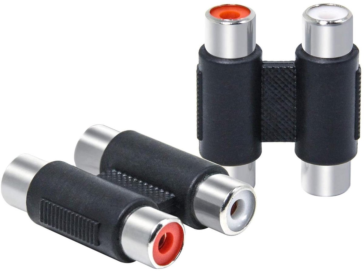 RCA Koppeling - Adapter Kabel - Audio Verbindingen - Vernikkelde Connectoren - 2 Stuks - Zwart