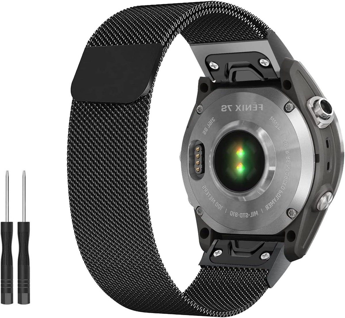 Horlogeband - Mesh Metaal - Dagelijks Gebruik - Magnetische Sluiting - 20mm Breed - Zwart