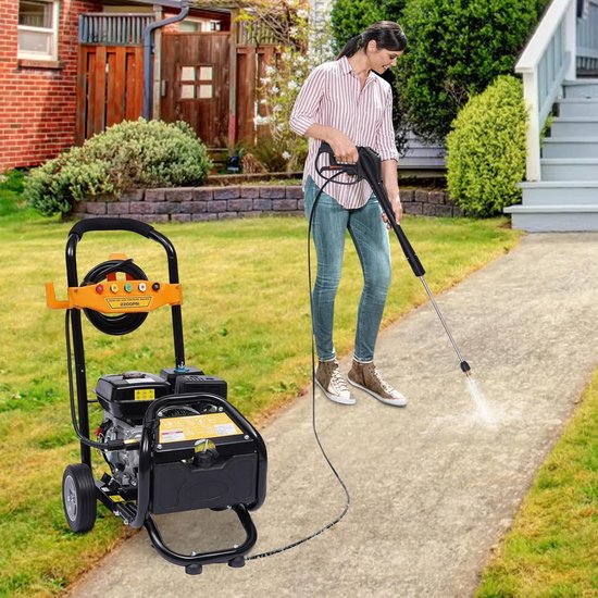 Hogedrukreiniger op benzine - Krachtige reiniger - Terrassen reinigen - Vijf sproeiers - 2600 PSI - Zwart geel — afbeelding 4