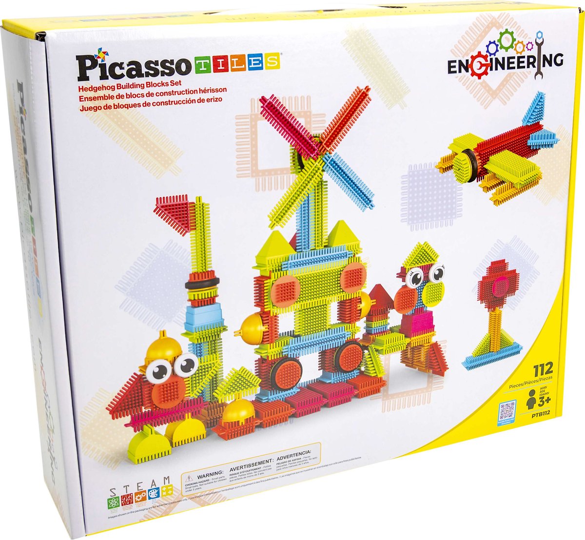 Tactic Picasso Tiles - Constructiespeelgoed - Hedgehog Building Blocks - Bouwspeelgoed - STEM Speelgoed - Creatief Bouwspeelgoed - 112-Delig - Vanaf 3 Jaar