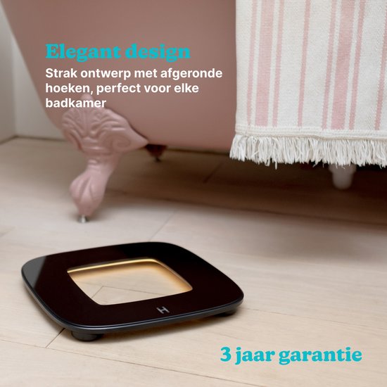 HoMedics Glo 100 Weegschaal met Led Verlichting - Digitale Personenweegschaal - Tot 180 KG - Duurzaam design - Motion Verlichting - SCLB100 - Zwart