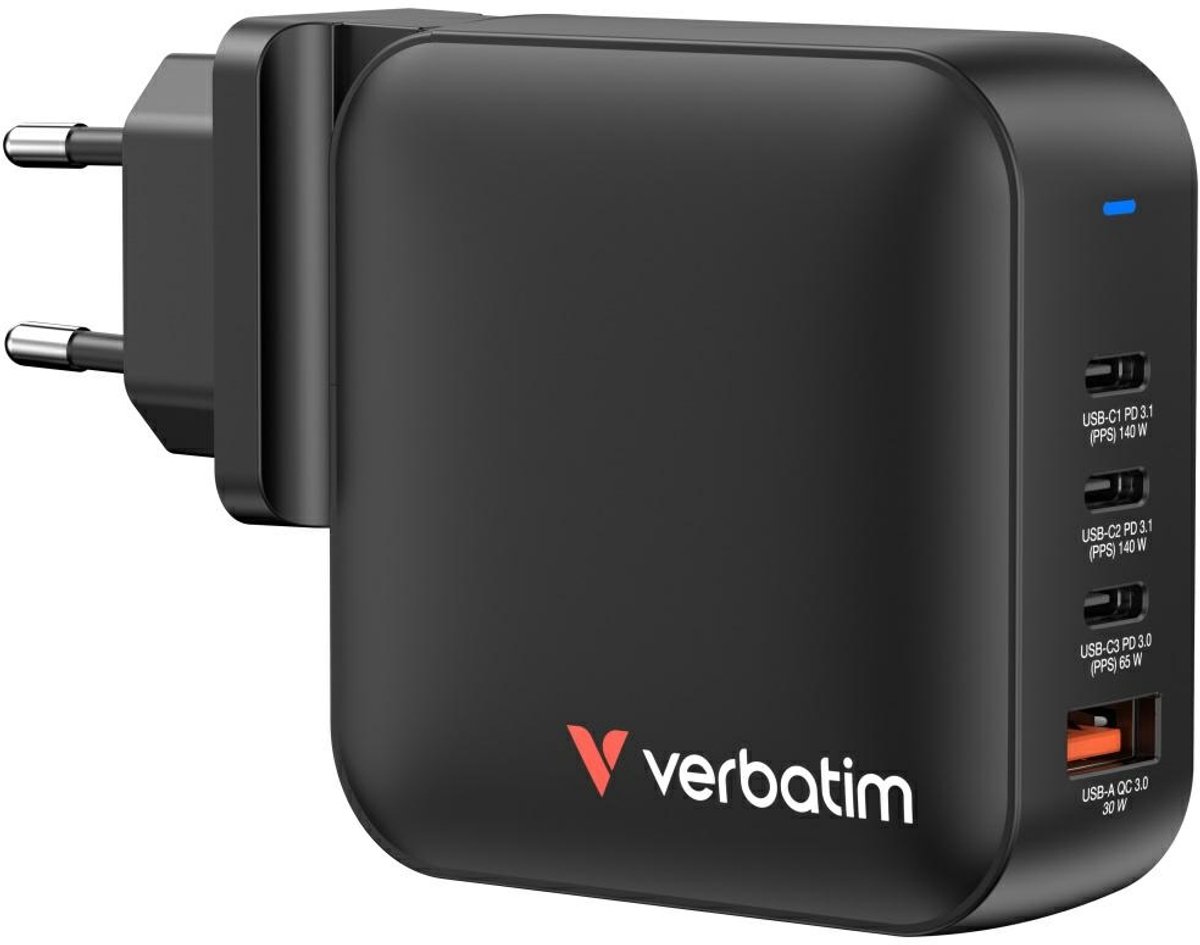 Image of Verbatim Mini Gan 165W Wandlader 3X Usb-C Pd 1X Usb-A