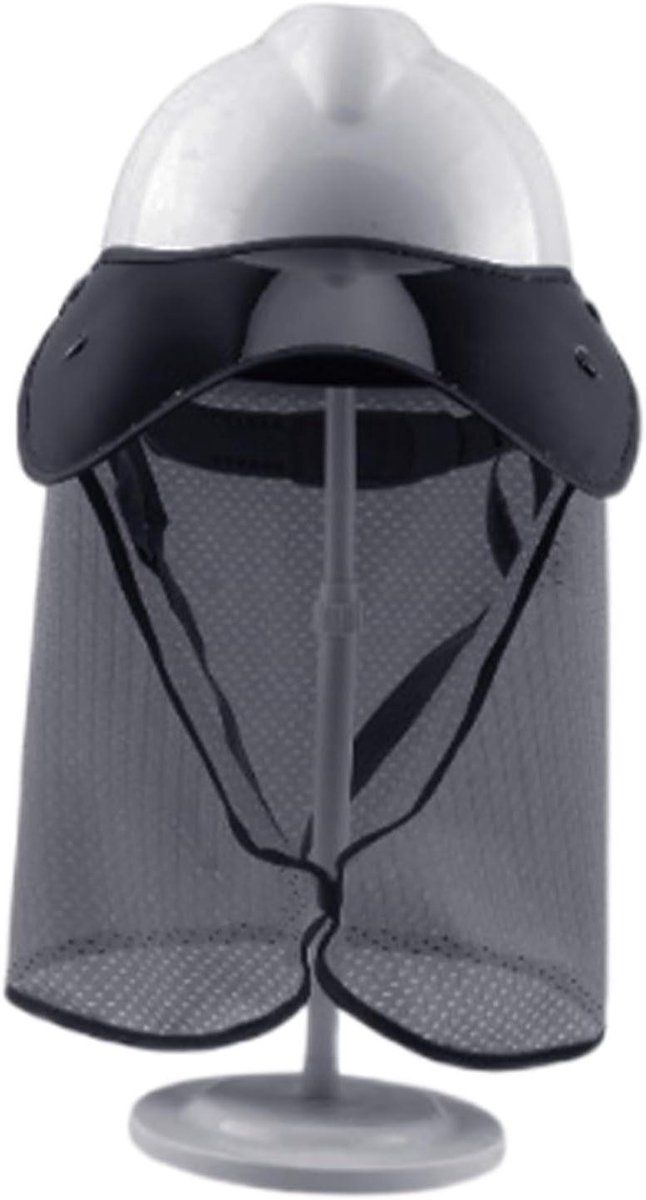Helm Zonnekap - Zonnevizier Bescherming - Buitenwerk Bescherming - Ademend Mesh Materiaal - 25 x 25 x 4 cm - Grijs