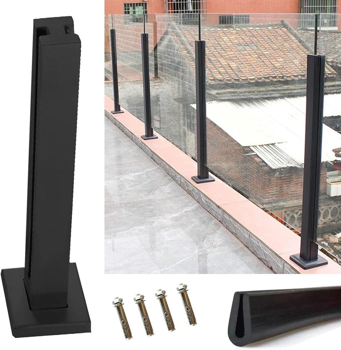 Balustrade Systeem - Glazen Leuning - Hekken Plaatsen - Vierkante Profielen - Diverse Lengtes - Zilverkleurig
