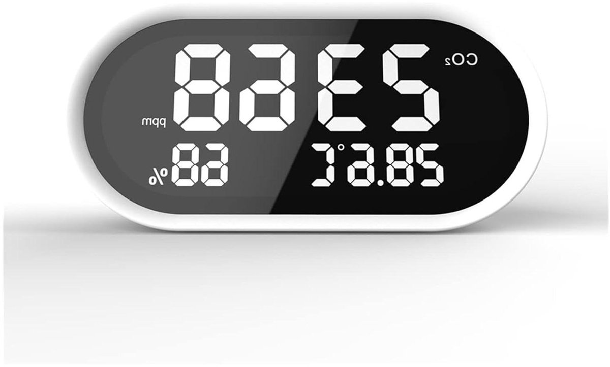 Luchtkwaliteit Monitor - CO2 Meter - Binnenklimaat Meten - 3-in-1 Sensor - 150x75x48mm - Zwart