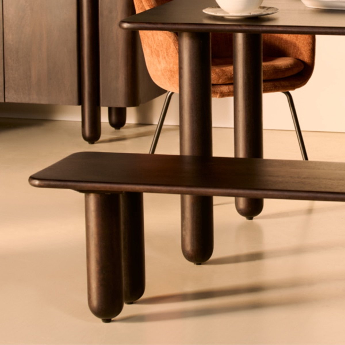 Giga Living Eetbank Rondo Donkerbruin 220cm - Giga Meubel