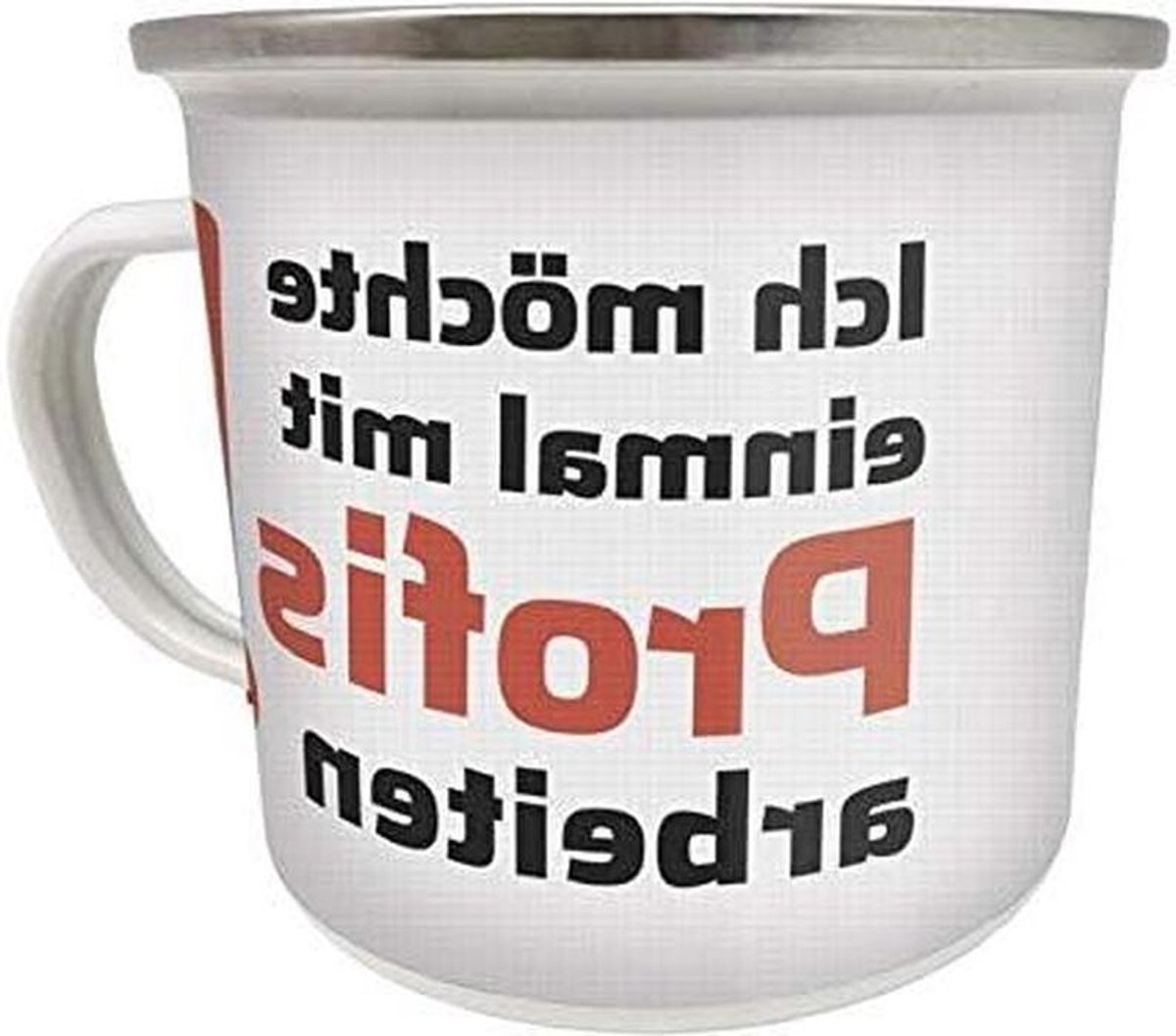 Emaille Mok - Drinkbeker Buiten - Koffie Drinken - Zeer Robuust - 500 ml - Wit