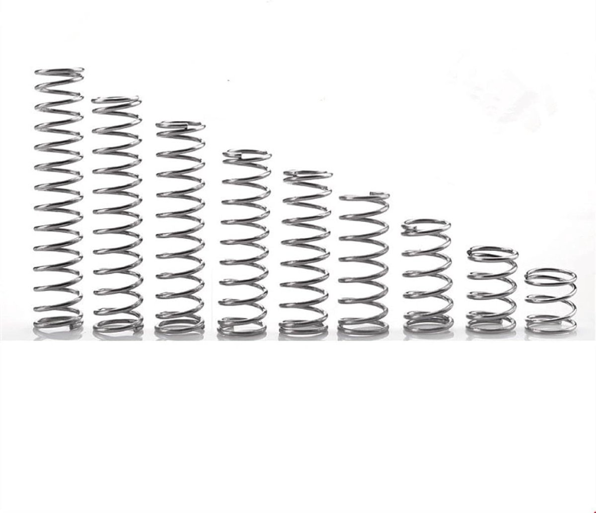 Compressieveren 20 stuks - Kleine veren - Apparaten reparatie - Roestvrij staal - 0.9mm x 8mm - Zilverkleurig