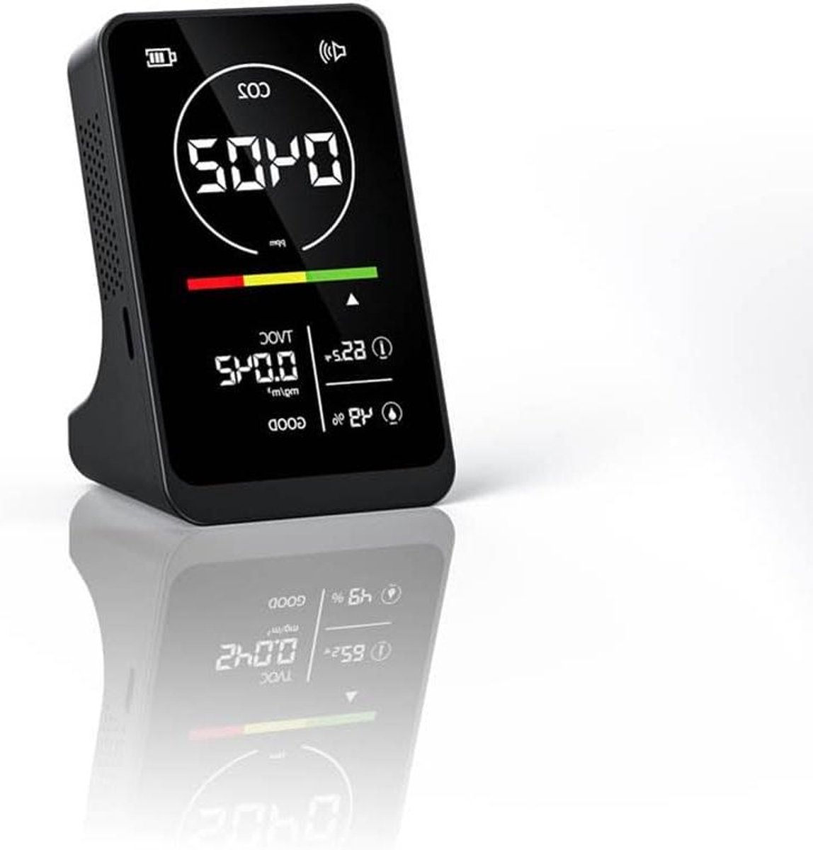 Luchtkwaliteit Meter - CO2 TVOC Tester - Binnenklimaat Meten - Real-time Infrarood Sensor - 4-in-1 Functies - Wit