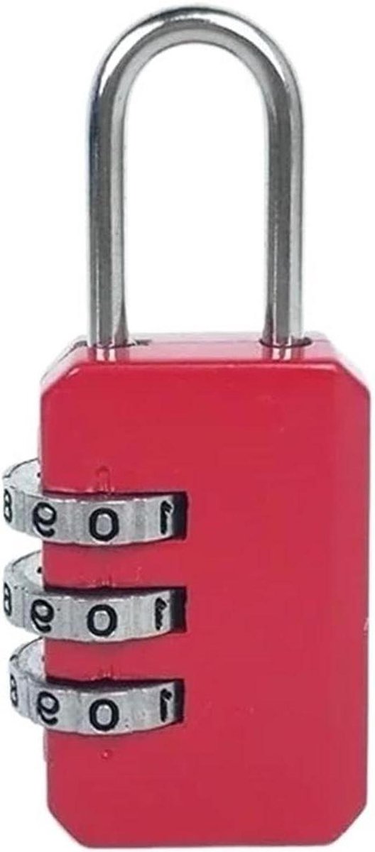 Combinatie slot - Cijferslot hangslot - Bagage beveiligen - 3-cijferige code - Compact ontwerp - Rood