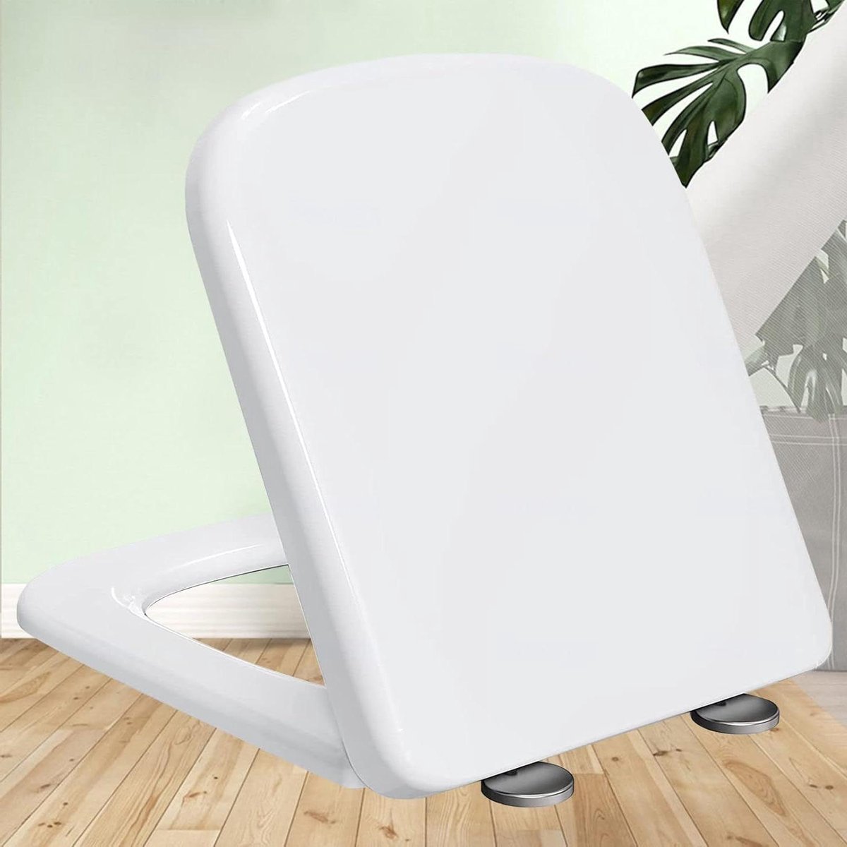 toiletbril toiletbril soft close Vierkante toiletbril Soft Close Quick Release Rechthoekige toiletbril met bevestiging aan de bovenkant Wit toiletdeksel met deksel, compatibel met standaard toiletten,