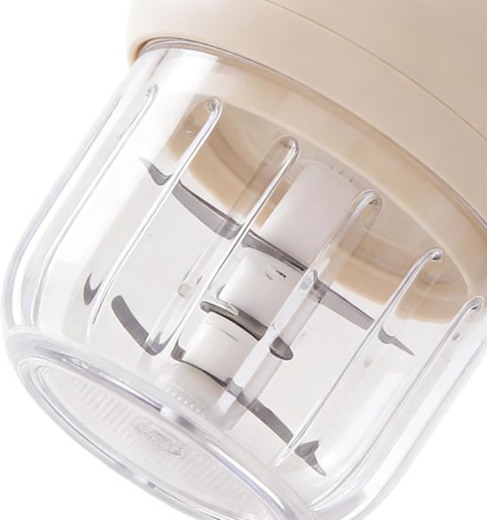 Mini Keukenmachine - Voedselhakker - Ingrediënten Bereiden - Draadloos Gemak - 350ml Capaciteit - Beige — afbeelding 3