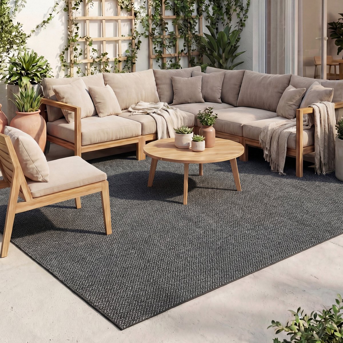 Fraai Buitenkleed - Malta Arrow Zwart - 160x230cm