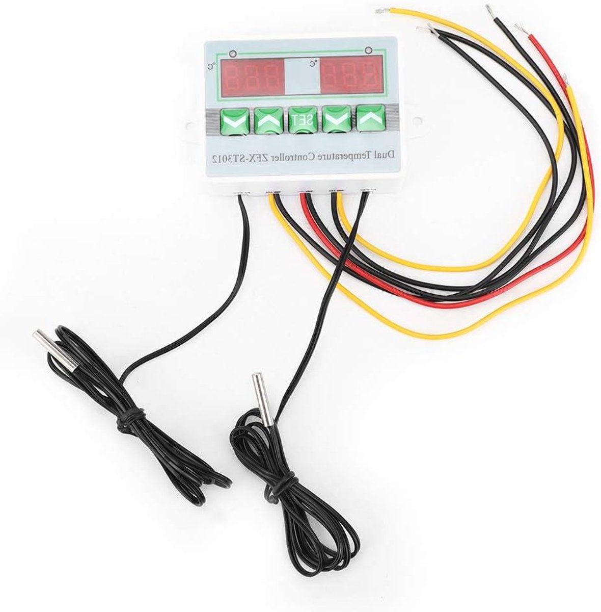 Temperatuurregelaar - Dubbele Controle - Temperatuur Beheren - Automatische Uitschakeling - 12 Volt - Zwart