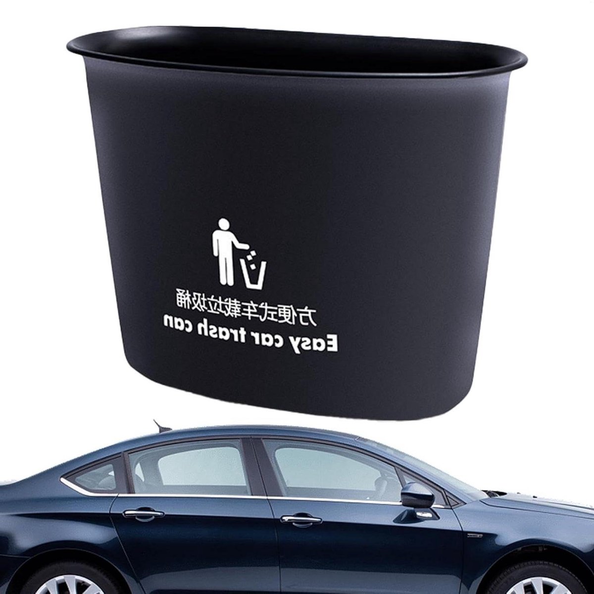 Auto Vuilnisbak - Afvalbak Auto - Auto Opruimen - Hygiënisch Gebruik - 21 cm - Zwart