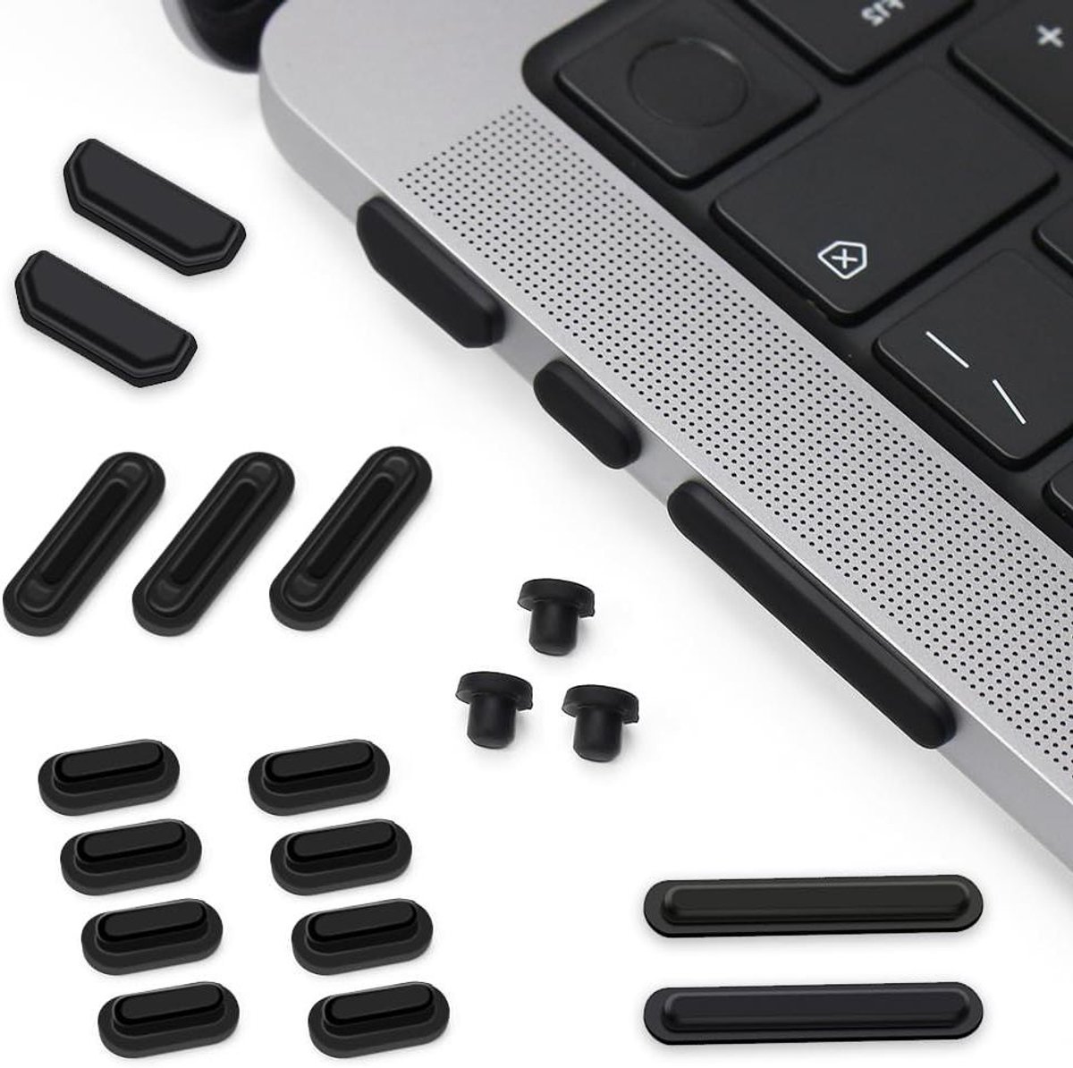 Stofplug Set - Poort Beschermers - Laptop Beschermen - Precisie Pasvorm - 21 Stuks - Zwart