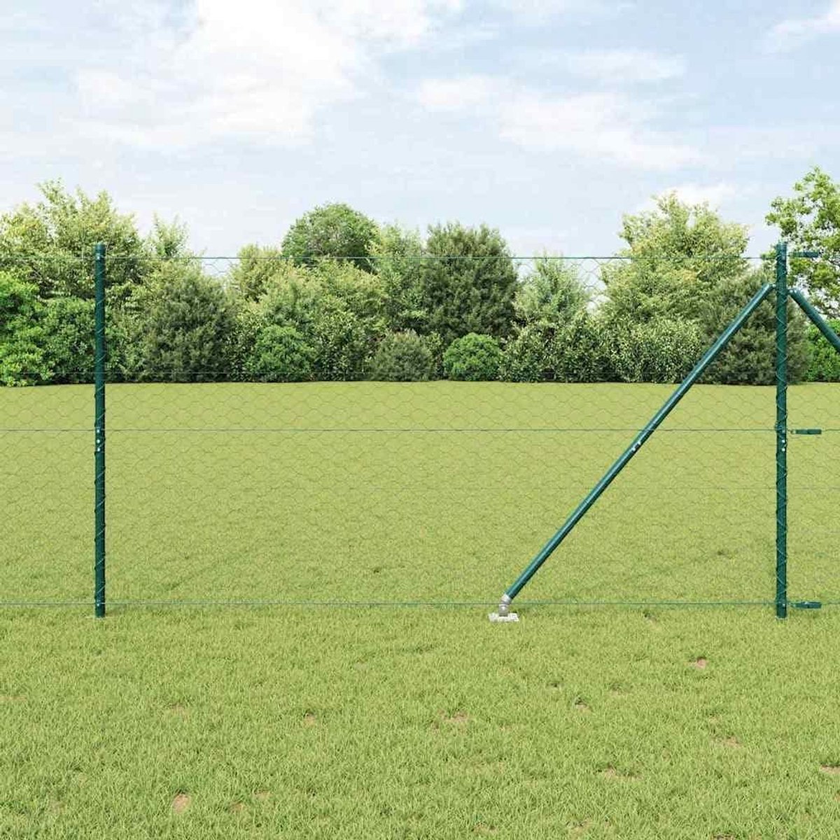Hekpaal Set - Tuinpalen Staal - Veiligheid Buiten - Weerbestendig Materiaal - 25 x 14 m - Groen