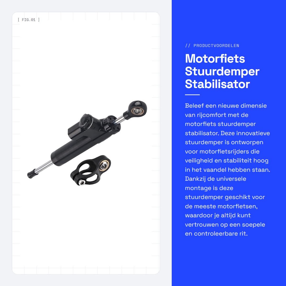 Dailygoods- Stuurdemper Universeel - Stuurdemper Stabilisator - Aluminium - Lichtgewicht - Roestvrij - Antioxiderend
