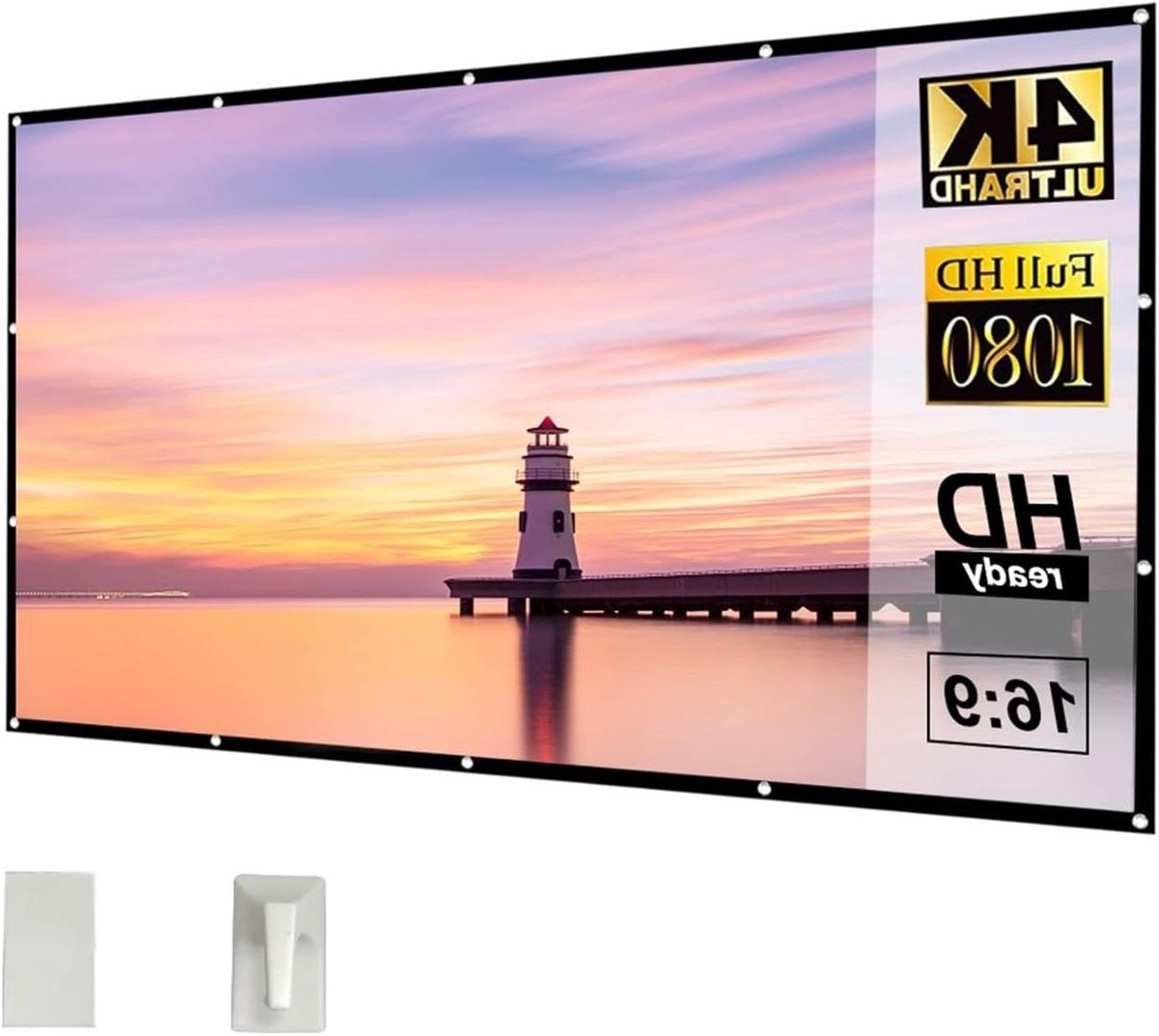 Projectiescherm - Projector gordijn - Thuisbioscoop creëren - Reflecterende stof - 150 inch - Wit