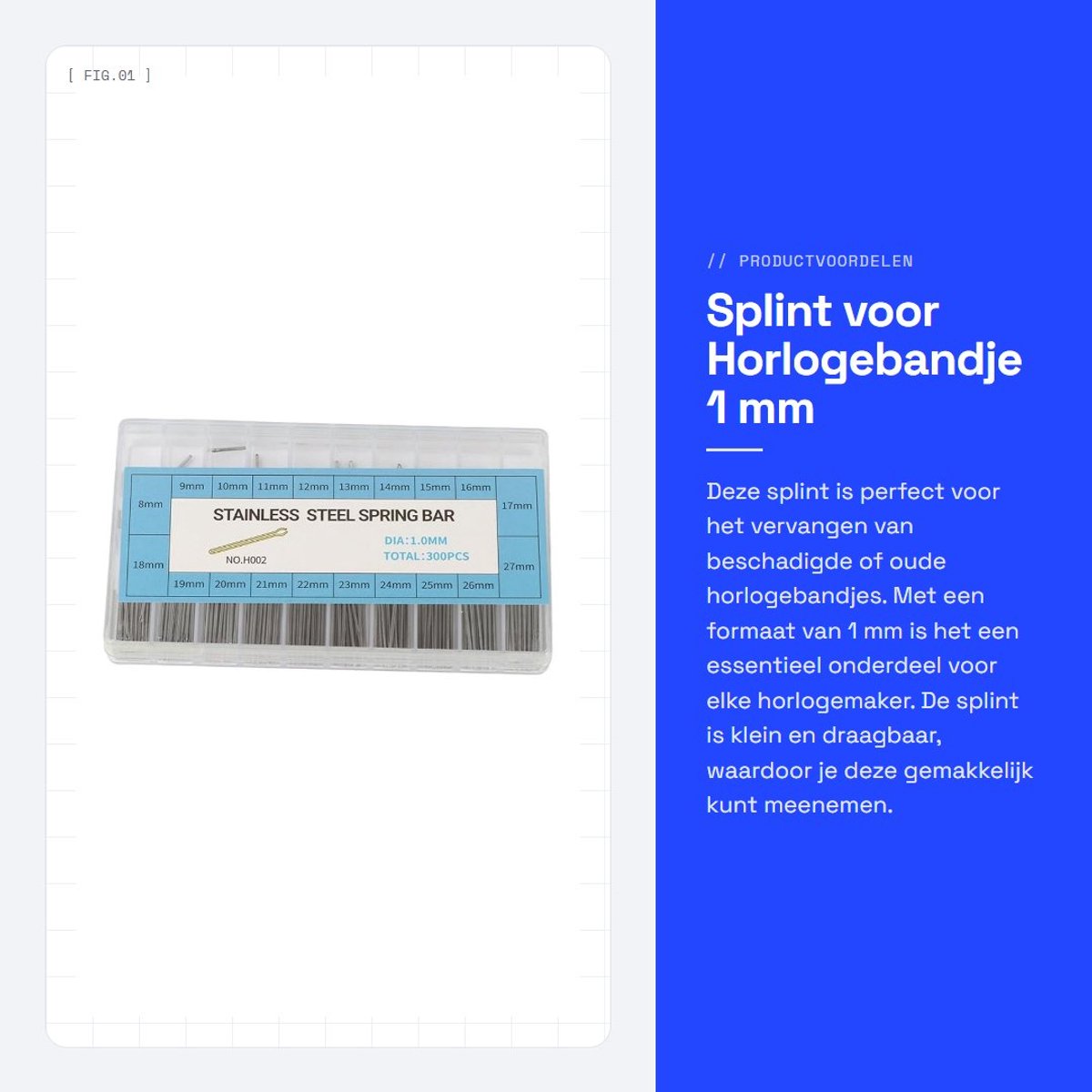 Dailygoods- Splitpennen 1 mm - Horloge Onderdelen - Draagbare Splitpennen - Vervangen van Beschadigde Horlogeband - Ideale Oplossing voor Horlogeherstel - Stalen Verbinding - Horlogeonderdelen