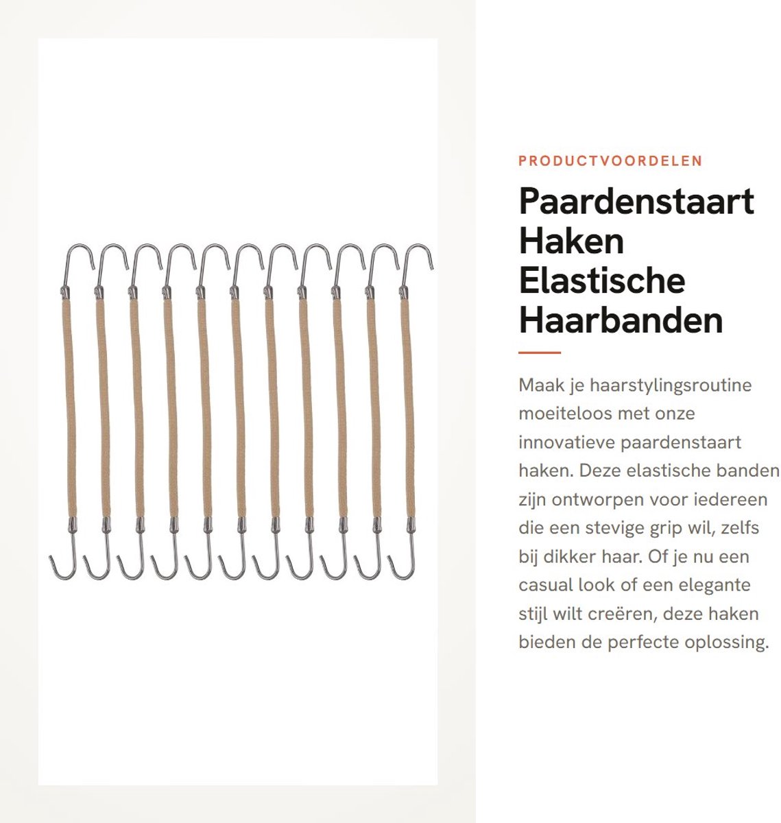 Dailygoods- Paardenstaart Haken - 20 Stuks - Elastische Banden - Haar Styling - Hoofdband - Bungee Elastieken - Kleur: Abrikoos - Haarelastiek