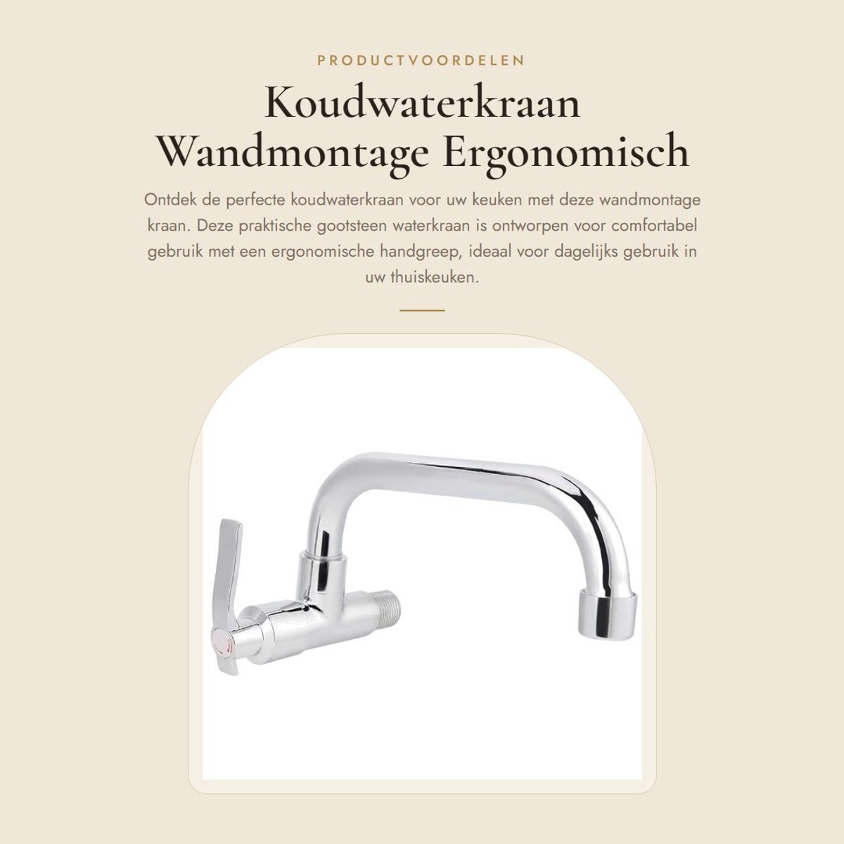 Dailygoods- Koudwaterkraan Hoogwaardige constructie - Wandmontage - Ergonomische handgreep - Corrosiebestendig - 360 graden rotatie - Duurzaam messing lichaam - Keukenkranen